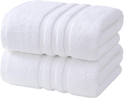 Large Bath Towels, 30x60 in, 100% Cotton, White | Soft & Absorbent | Balanced Weight | Everyday Comfort | Easy Care
