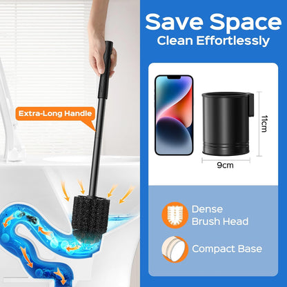 Toilet Bowl Brush Set: Compact Space-Saving Design with Hidden Holder for Small Bathrooms, Apartments & RVs - Bathroom Cleaning Accessories - Rustproof Toilet Scrubber Cleaner Kits Silver