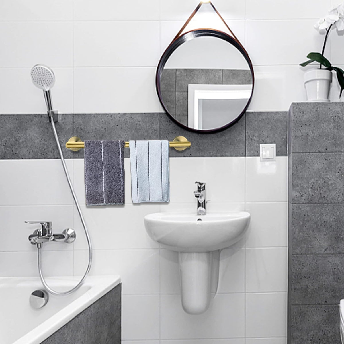 Nolimas Brushed Nickel Bath Towel Bar Single Bars Towel Rack Rod Classic Wall Mounted SUS304 Stainless Steel Bathroom Towel Holder Toilet Kitchen Towel Shelf Single Layer,24 inches