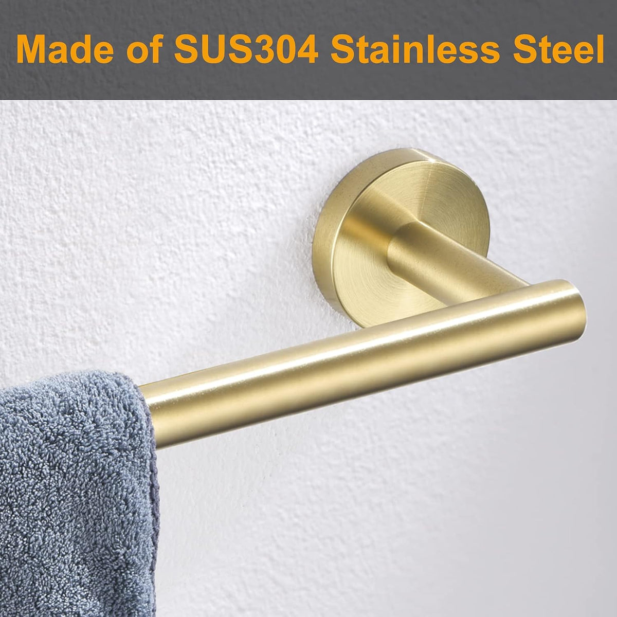 Nolimas Brushed Nickel Bath Towel Bar Single Bars Towel Rack Rod Classic Wall Mounted SUS304 Stainless Steel Bathroom Towel Holder Toilet Kitchen Towel Shelf Single Layer,24 inches