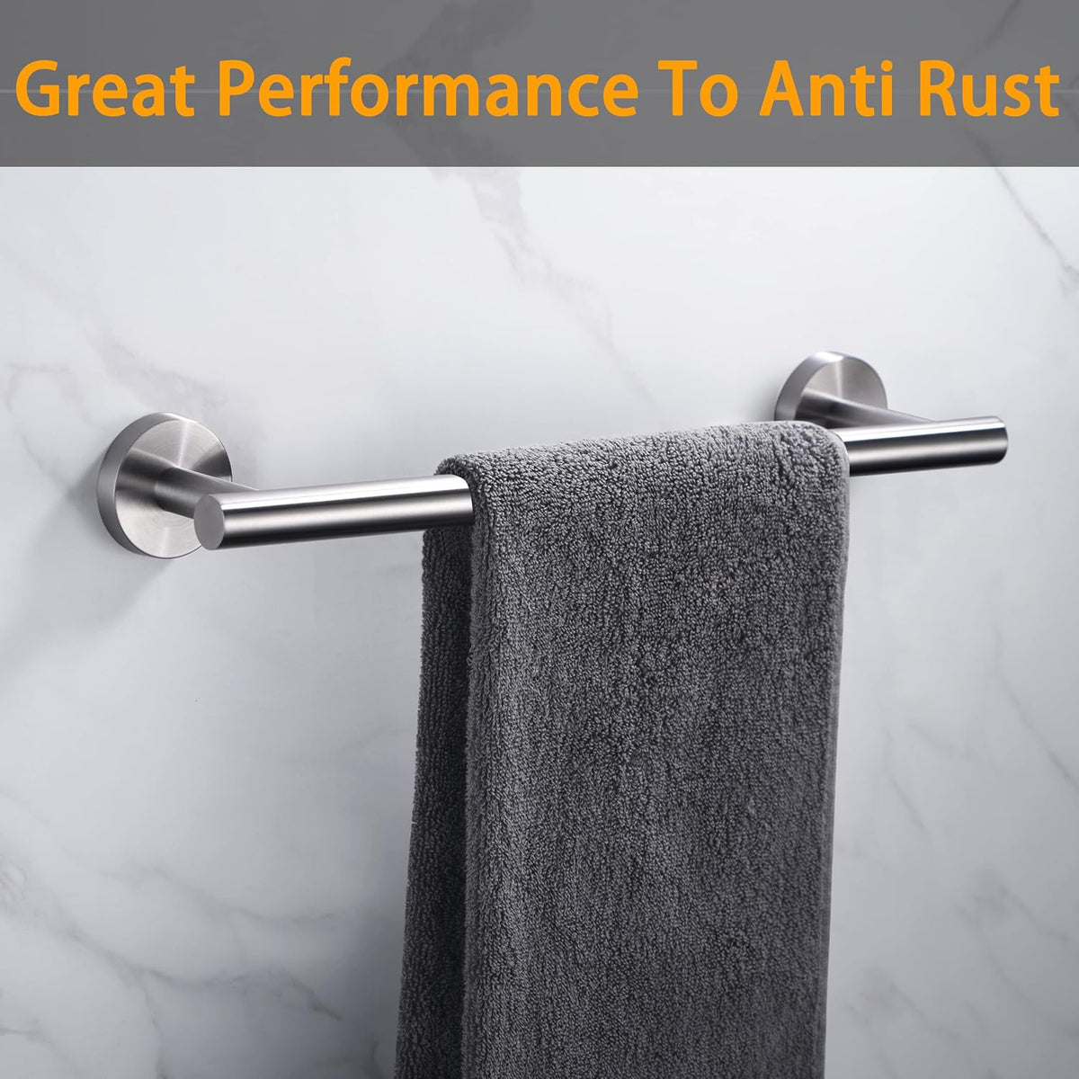 Nolimas Brushed Nickel Bath Towel Bar Single Bars Towel Rack Rod Classic Wall Mounted SUS304 Stainless Steel Bathroom Towel Holder Toilet Kitchen Towel Shelf Single Layer,24 inches