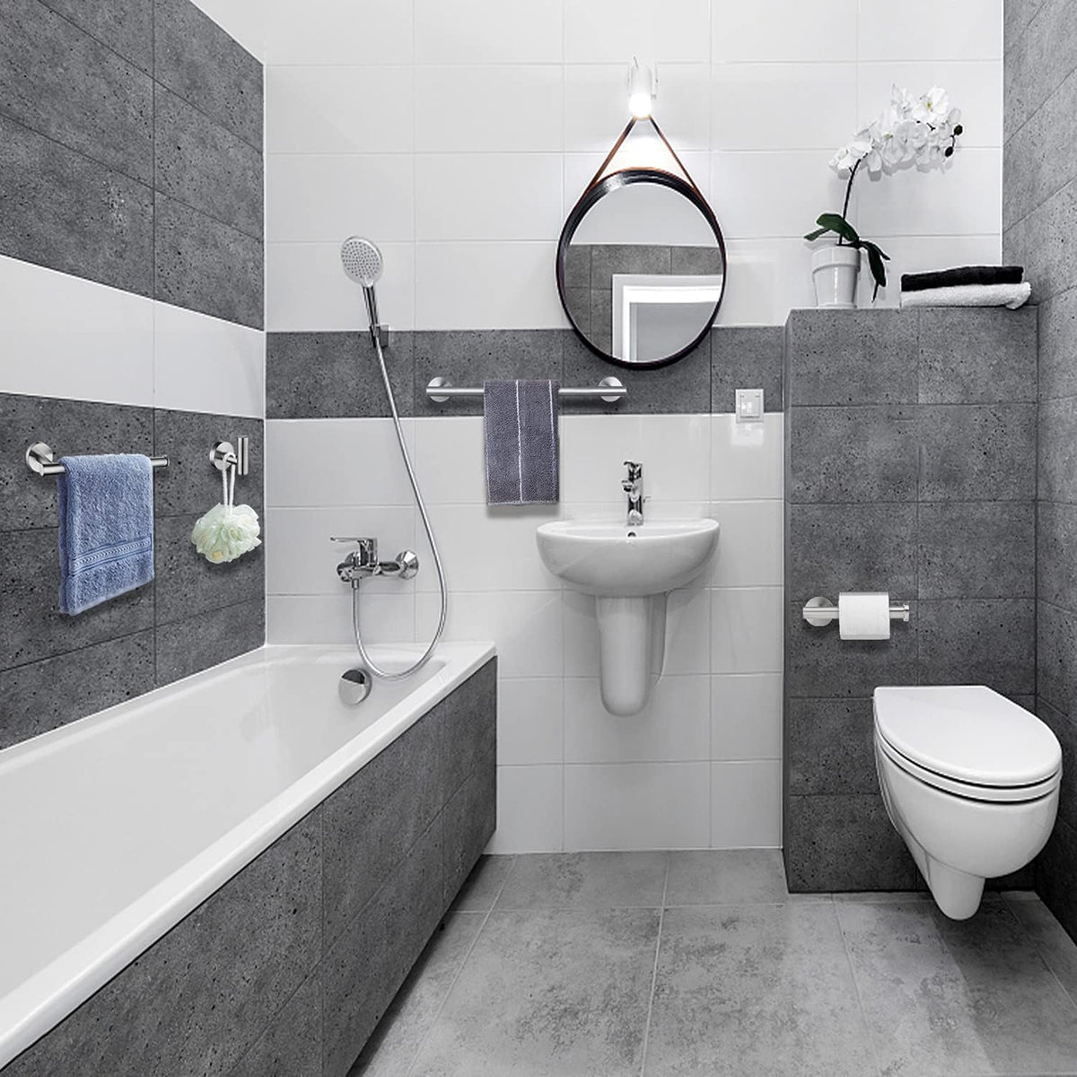Nolimas Brushed Nickel Bath Towel Bar Single Bars Towel Rack Rod Classic Wall Mounted SUS304 Stainless Steel Bathroom Towel Holder Toilet Kitchen Towel Shelf Single Layer,24 inches