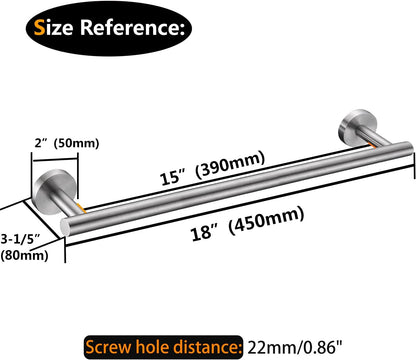 Nolimas Brushed Nickel Bath Towel Bar Single Bars Towel Rack Rod Classic Wall Mounted SUS304 Stainless Steel Bathroom Towel Holder Toilet Kitchen Towel Shelf Single Layer,24 inches