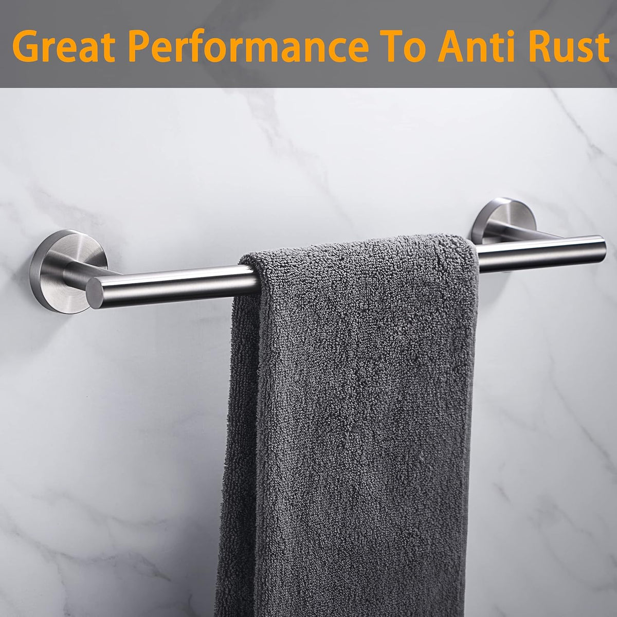Nolimas Brushed Nickel Bath Towel Bar Single Bars Towel Rack Rod Classic Wall Mounted SUS304 Stainless Steel Bathroom Towel Holder Toilet Kitchen Towel Shelf Single Layer,24 inches