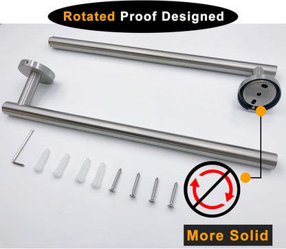 Nolimas Brushed Nickel Bath Towel Bar Single Bars Towel Rack Rod Classic Wall Mounted SUS304 Stainless Steel Bathroom Towel Holder Toilet Kitchen Towel Shelf Single Layer,24 inches