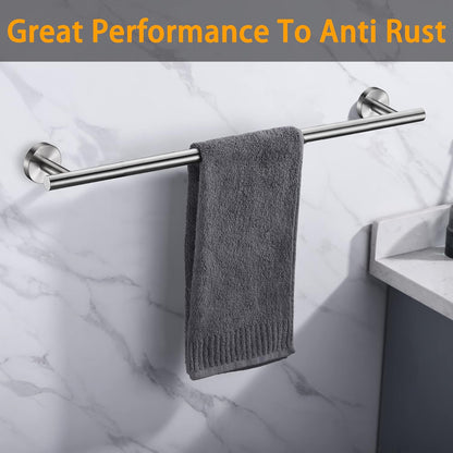 Nolimas Brushed Nickel Bath Towel Bar Single Bars Towel Rack Rod Classic Wall Mounted SUS304 Stainless Steel Bathroom Towel Holder Toilet Kitchen Towel Shelf Single Layer,24 inches