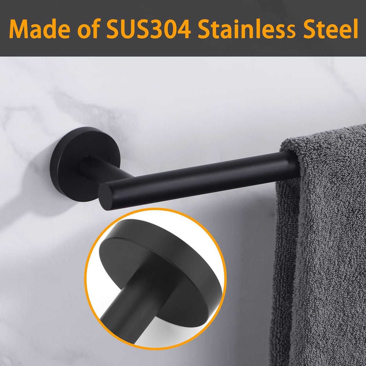 Nolimas Brushed Nickel Bath Towel Bar Single Bars Towel Rack Rod Classic Wall Mounted SUS304 Stainless Steel Bathroom Towel Holder Toilet Kitchen Towel Shelf Single Layer,24 inches