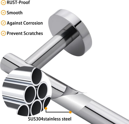 Nolimas Brushed Nickel Bath Towel Bar Single Bars Towel Rack Rod Classic Wall Mounted SUS304 Stainless Steel Bathroom Towel Holder Toilet Kitchen Towel Shelf Single Layer,24 inches