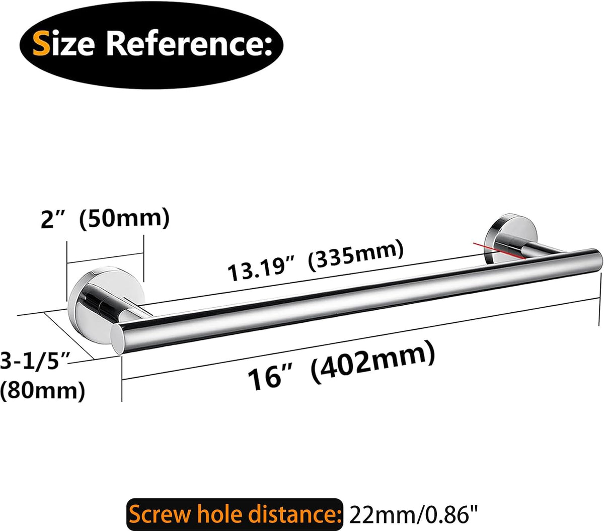 Nolimas Brushed Nickel Bath Towel Bar Single Bars Towel Rack Rod Classic Wall Mounted SUS304 Stainless Steel Bathroom Towel Holder Toilet Kitchen Towel Shelf Single Layer,24 inches