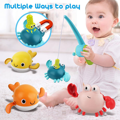 Bath Toy for Toddlers ,Bathtub Toy with Floating Mold Free Swimming Toys and Stacking Cups,Magnetic Fishing Game for Toddles and Babies