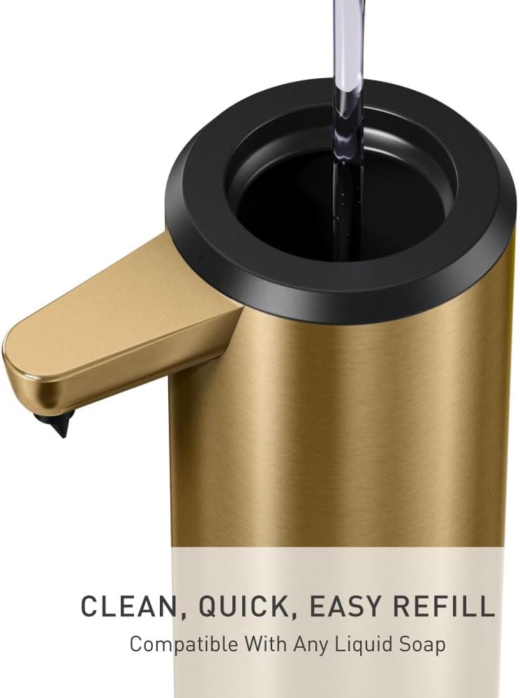 Liquid Sensor Pump, 9 oz Automatic Soap Dispenser for Kitchen and Bathroom, Touchless Motion Sensor, Variable Dispense, Rechargeable, No-Drip Spout, High-Grade Brass Stainless Steel