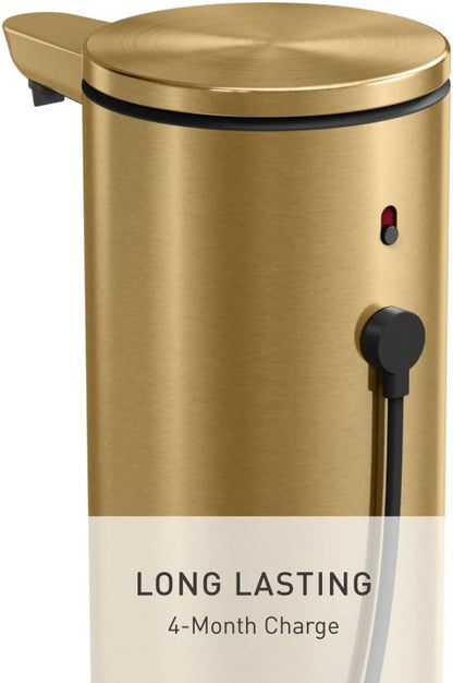 Liquid Sensor Pump, 9 oz Automatic Soap Dispenser for Kitchen and Bathroom, Touchless Motion Sensor, Variable Dispense, Rechargeable, No-Drip Spout, High-Grade Brass Stainless Steel
