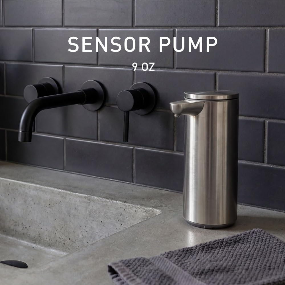 Liquid Sensor Pump, 9 oz Automatic Soap Dispenser for Kitchen and Bathroom, Touchless Motion Sensor, Variable Dispense, Rechargeable, No-Drip Spout, High-Grade Brass Stainless Steel