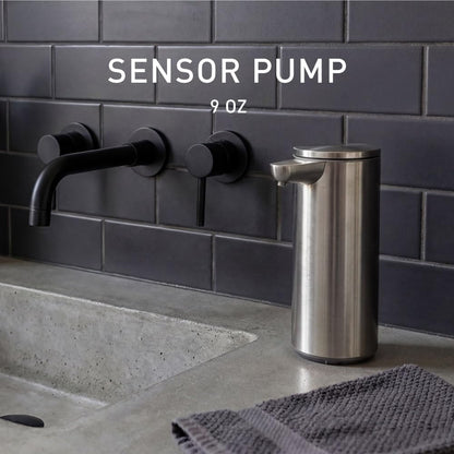 Liquid Sensor Pump, 9 oz Automatic Soap Dispenser for Kitchen and Bathroom, Touchless Motion Sensor, Variable Dispense, Rechargeable, No-Drip Spout, High-Grade Brass Stainless Steel