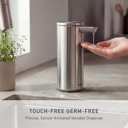 Liquid Sensor Pump, 9 oz Automatic Soap Dispenser for Kitchen and Bathroom, Touchless Motion Sensor, Variable Dispense, Rechargeable, No-Drip Spout, High-Grade Brass Stainless Steel