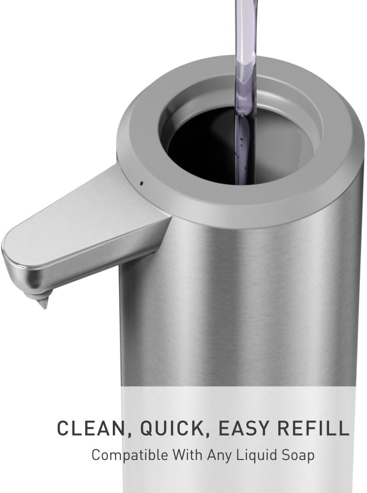 Liquid Sensor Pump, 9 oz Automatic Soap Dispenser for Kitchen and Bathroom, Touchless Motion Sensor, Variable Dispense, Rechargeable, No-Drip Spout, High-Grade Brass Stainless Steel