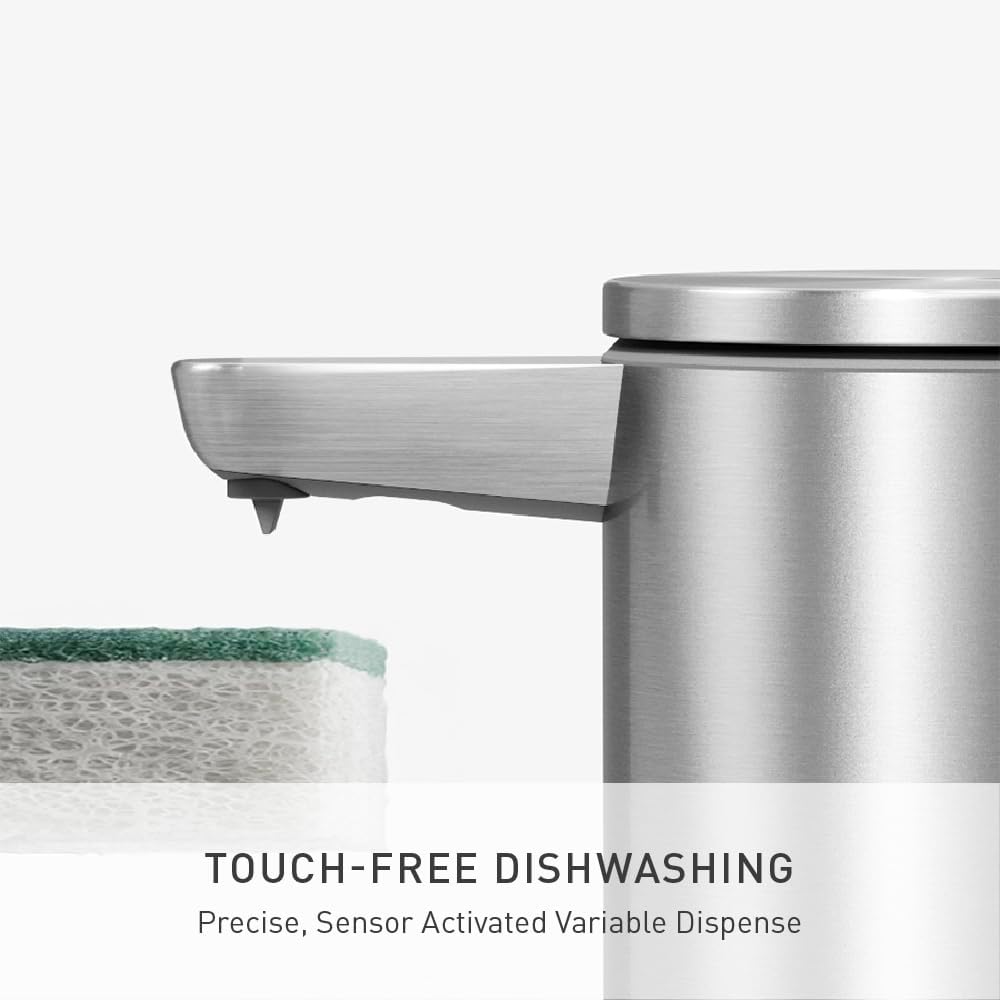 Liquid Sensor Pump, 9 oz Automatic Soap Dispenser for Kitchen and Bathroom, Touchless Motion Sensor, Variable Dispense, Rechargeable, No-Drip Spout, High-Grade Brass Stainless Steel