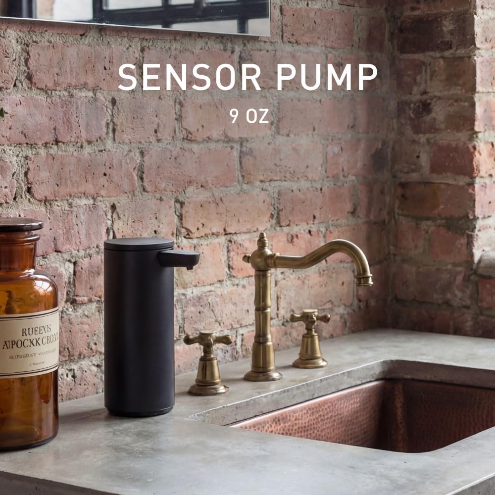 Liquid Sensor Pump, 9 oz Automatic Soap Dispenser for Kitchen and Bathroom, Touchless Motion Sensor, Variable Dispense, Rechargeable, No-Drip Spout, High-Grade Brass Stainless Steel