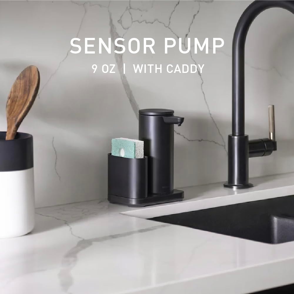 Liquid Sensor Pump, 9 oz Automatic Soap Dispenser for Kitchen and Bathroom, Touchless Motion Sensor, Variable Dispense, Rechargeable, No-Drip Spout, High-Grade Brass Stainless Steel