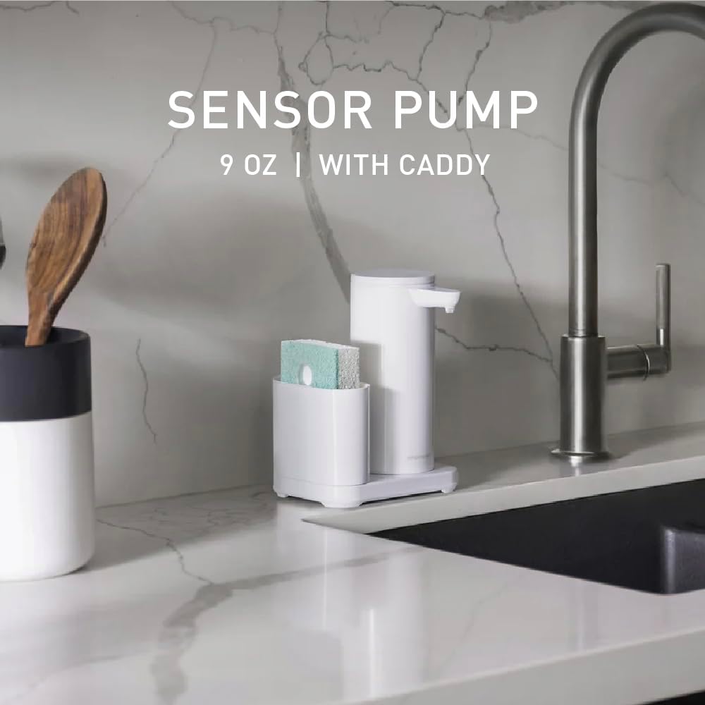 Liquid Sensor Pump, 9 oz Automatic Soap Dispenser for Kitchen and Bathroom, Touchless Motion Sensor, Variable Dispense, Rechargeable, No-Drip Spout, High-Grade Brass Stainless Steel