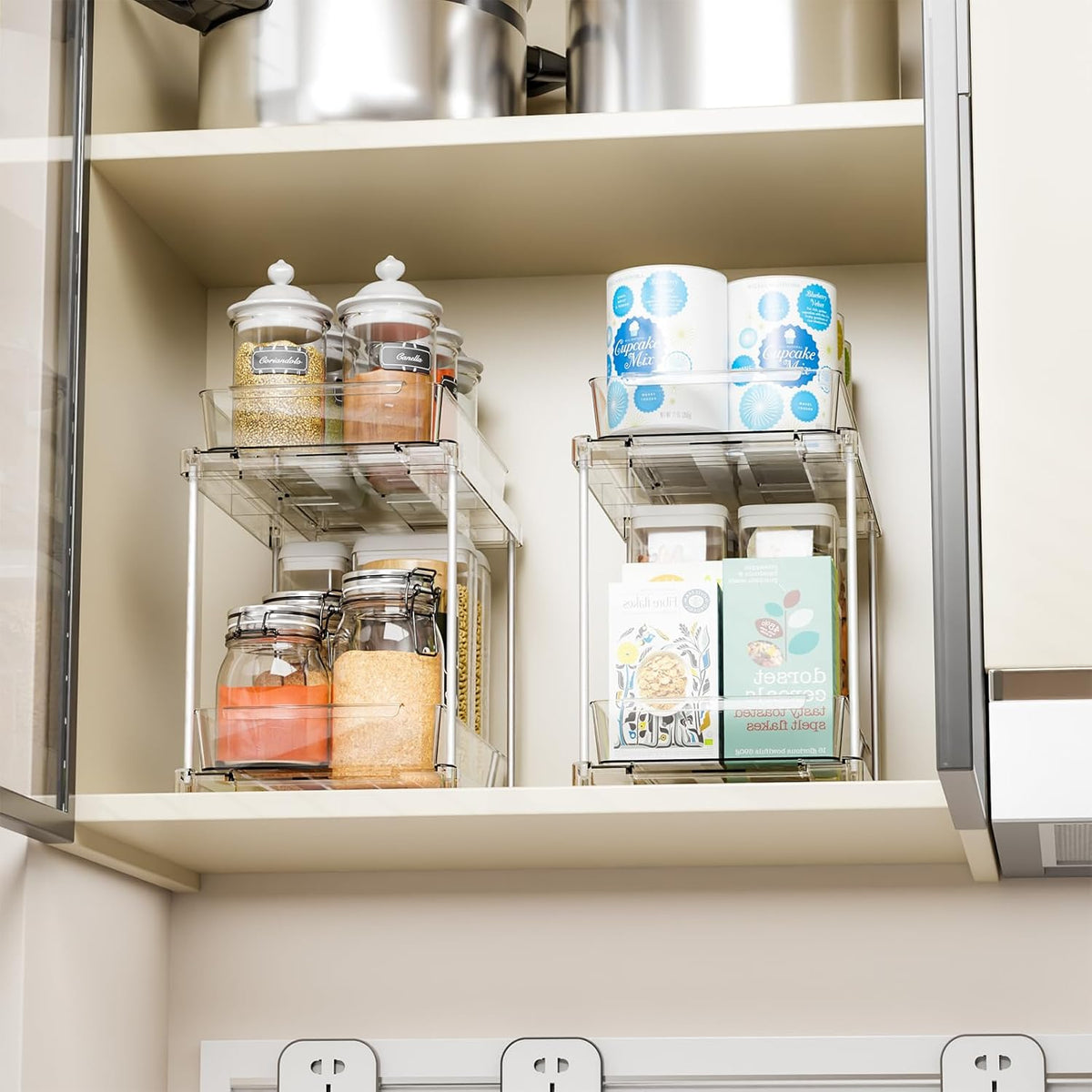 Under Sink Organizers and Storage,Clear Acrylic Bathroom Organizer and Cabinet Organization for Makeup,Medicine,Two Tier Pull Out Cabinet Organizer Drawers for Pantry,Vanity Storage Bins