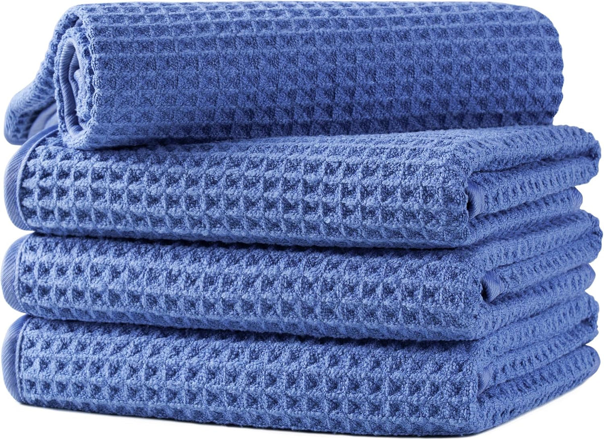 Microfiber Waffle Hand Towels, 4 Pieces, Soft, Absorbent, Fast Drying, Lint Free 430 GSM (16''x26''/40.64cm x 66.04cm)
