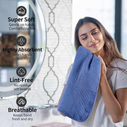 Microfiber Waffle Hand Towels, 4 Pieces, Soft, Absorbent, Fast Drying, Lint Free 430 GSM (16''x26''/40.64cm x 66.04cm)