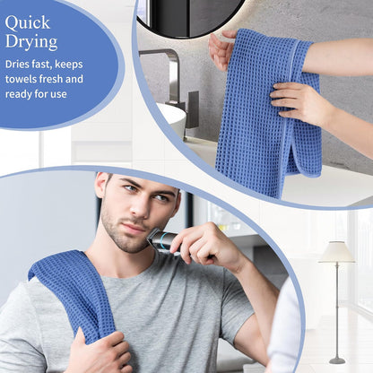 Microfiber Waffle Hand Towels, 4 Pieces, Soft, Absorbent, Fast Drying, Lint Free 430 GSM (16''x26''/40.64cm x 66.04cm)