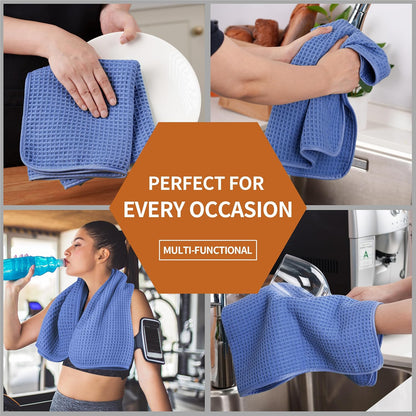 Microfiber Waffle Hand Towels, 4 Pieces, Soft, Absorbent, Fast Drying, Lint Free 430 GSM (16''x26''/40.64cm x 66.04cm)