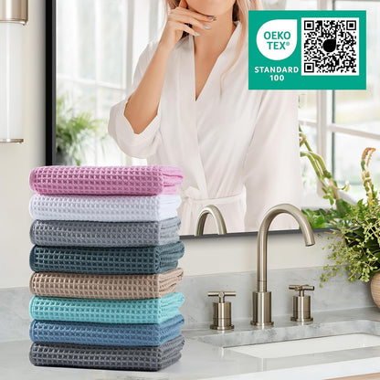 Microfiber Waffle Hand Towels, 4 Pieces, Soft, Absorbent, Fast Drying, Lint Free 430 GSM (16''x26''/40.64cm x 66.04cm)
