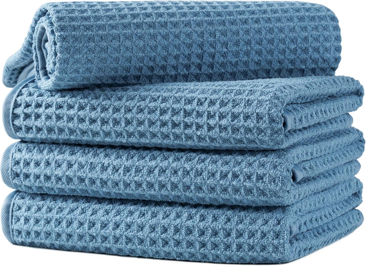Microfiber Waffle Hand Towels, 4 Pieces, Soft, Absorbent, Fast Drying, Lint Free 430 GSM (16''x26''/40.64cm x 66.04cm)