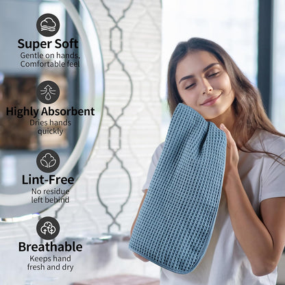 Microfiber Waffle Hand Towels, 4 Pieces, Soft, Absorbent, Fast Drying, Lint Free 430 GSM (16''x26''/40.64cm x 66.04cm)