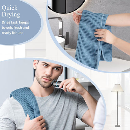 Microfiber Waffle Hand Towels, 4 Pieces, Soft, Absorbent, Fast Drying, Lint Free 430 GSM (16''x26''/40.64cm x 66.04cm)