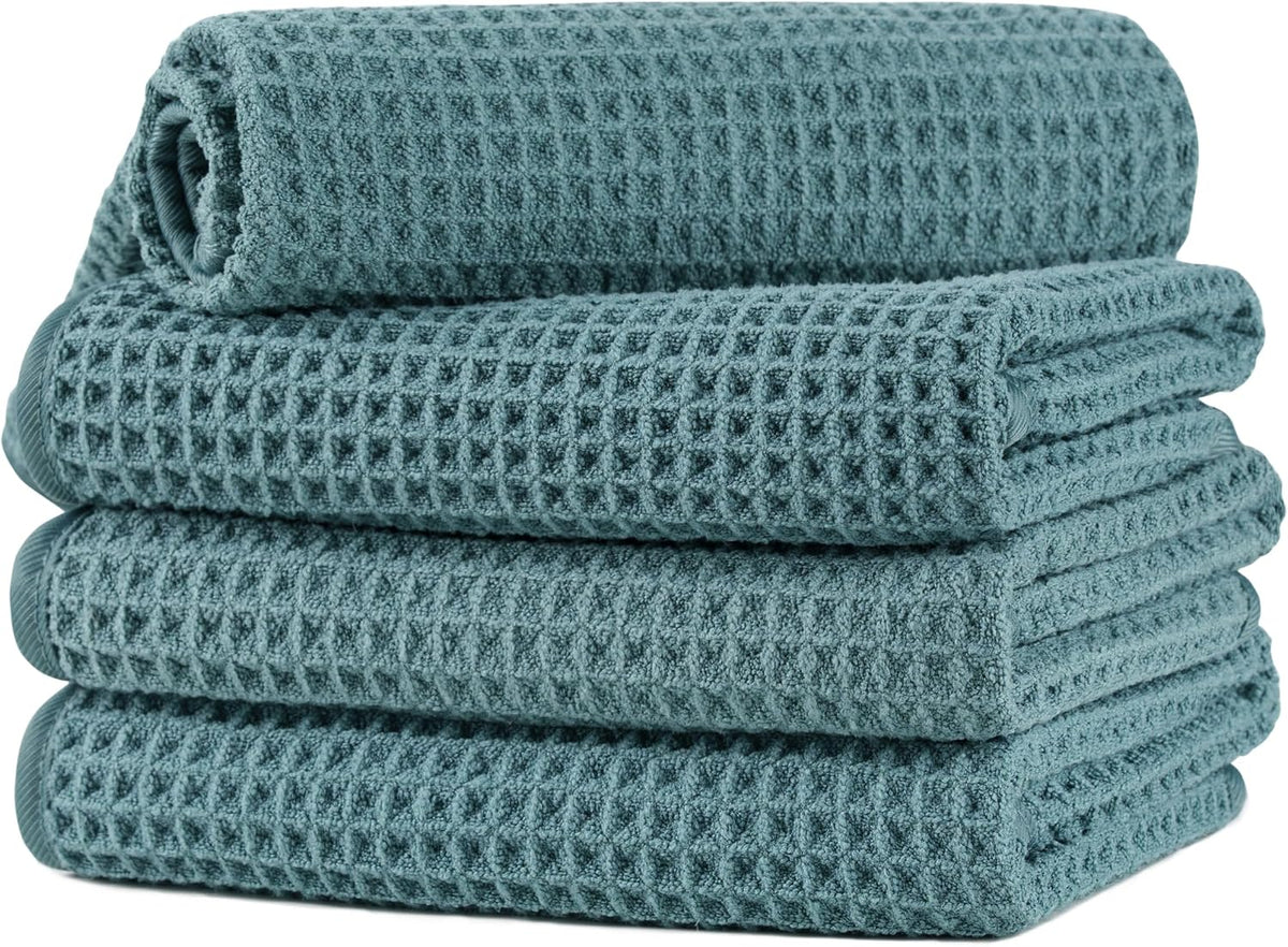 Microfiber Waffle Hand Towels, 4 Pieces, Soft, Absorbent, Fast Drying, Lint Free 430 GSM (16''x26''/40.64cm x 66.04cm)