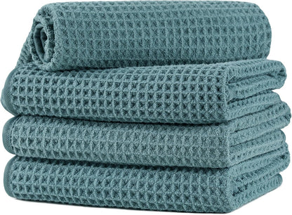 Microfiber Waffle Hand Towels, 4 Pieces, Soft, Absorbent, Fast Drying, Lint Free 430 GSM (16''x26''/40.64cm x 66.04cm)