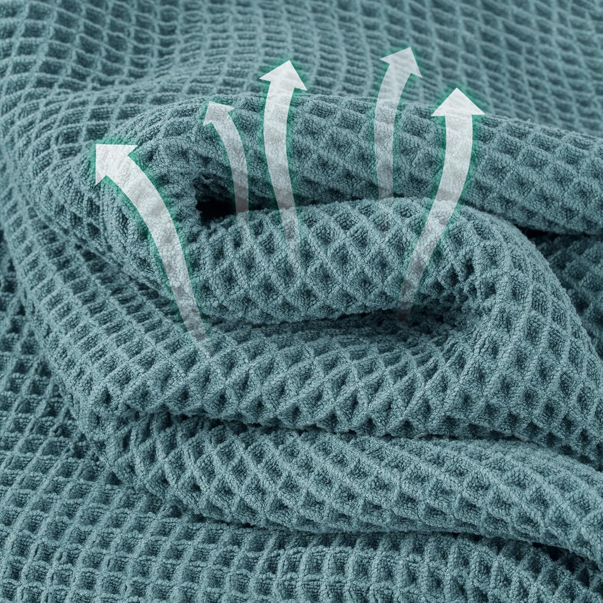 Microfiber Waffle Hand Towels, 4 Pieces, Soft, Absorbent, Fast Drying, Lint Free 430 GSM (16''x26''/40.64cm x 66.04cm)