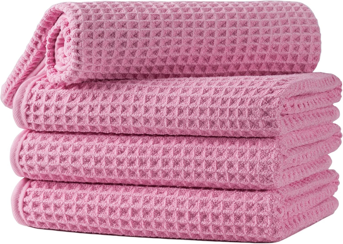 Microfiber Waffle Hand Towels, 4 Pieces, Soft, Absorbent, Fast Drying, Lint Free 430 GSM (16''x26''/40.64cm x 66.04cm)