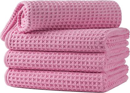 Microfiber Waffle Hand Towels, 4 Pieces, Soft, Absorbent, Fast Drying, Lint Free 430 GSM (16''x26''/40.64cm x 66.04cm)
