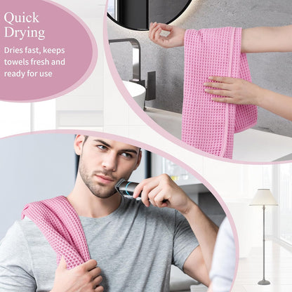 Microfiber Waffle Hand Towels, 4 Pieces, Soft, Absorbent, Fast Drying, Lint Free 430 GSM (16''x26''/40.64cm x 66.04cm)