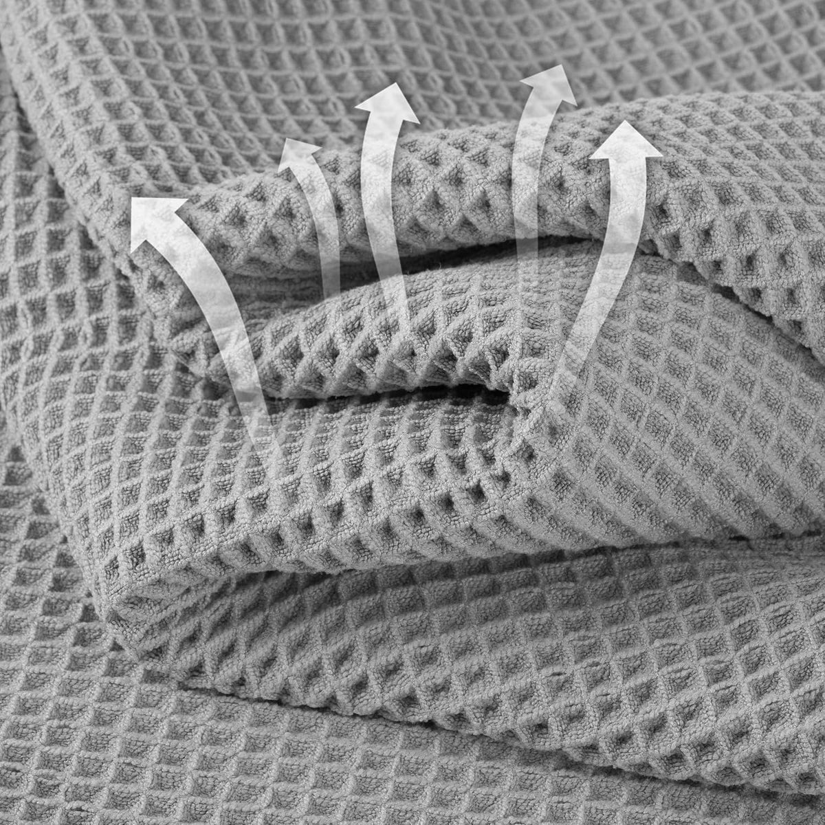 Microfiber Waffle Hand Towels, 4 Pieces, Soft, Absorbent, Fast Drying, Lint Free 430 GSM (16''x26''/40.64cm x 66.04cm)