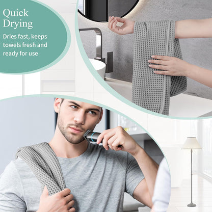 Microfiber Waffle Hand Towels, 4 Pieces, Soft, Absorbent, Fast Drying, Lint Free 430 GSM (16''x26''/40.64cm x 66.04cm)