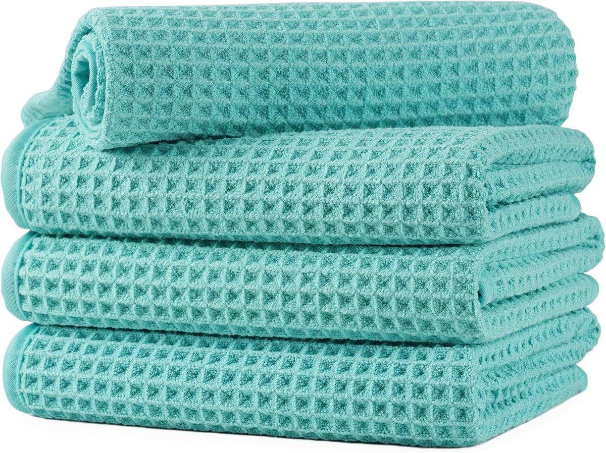 Microfiber Waffle Hand Towels, 4 Pieces, Soft, Absorbent, Fast Drying, Lint Free 430 GSM (16''x26''/40.64cm x 66.04cm)