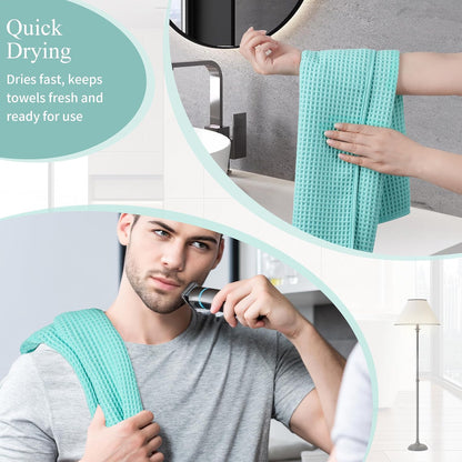 Microfiber Waffle Hand Towels, 4 Pieces, Soft, Absorbent, Fast Drying, Lint Free 430 GSM (16''x26''/40.64cm x 66.04cm)