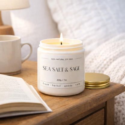Sea Salt Sage Scented Candle, Ocean Scent Candle, Coastal Gifts, 7oz | Fresh Coastal Fragrance for Spa-like Relaxation, Home Decor, Self-care Moments, Thoughtful Everyday Gifting