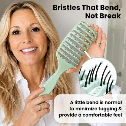 Vented Hair Brush - Soft Bristle Detangler for Faster Blow Drying