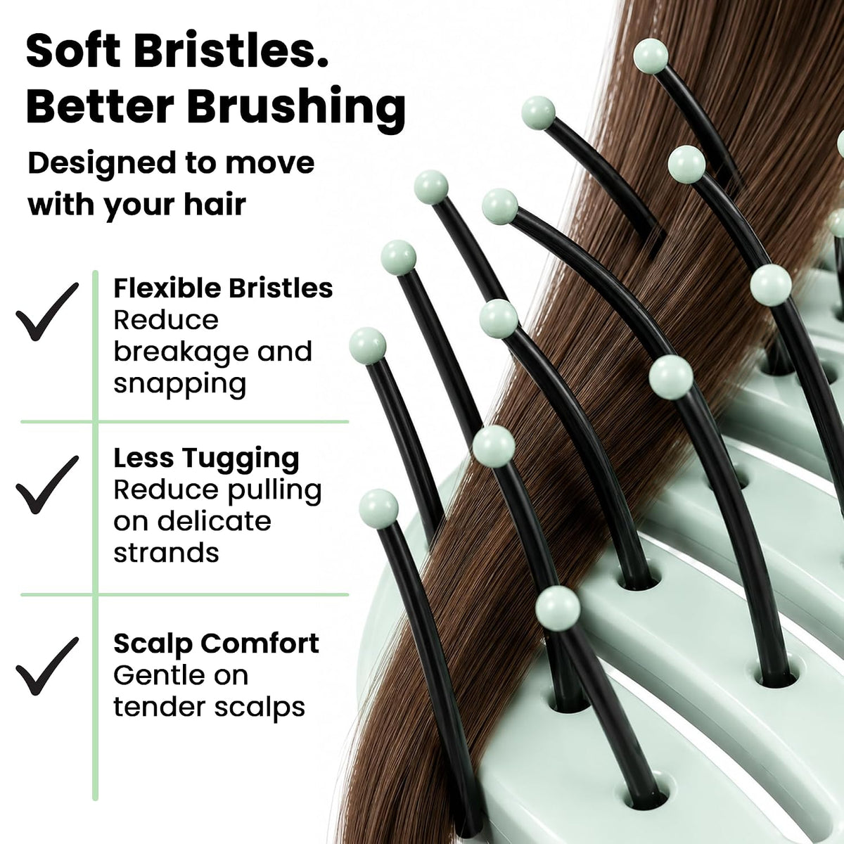 Vented Hair Brush - Soft Bristle Detangler for Faster Blow Drying