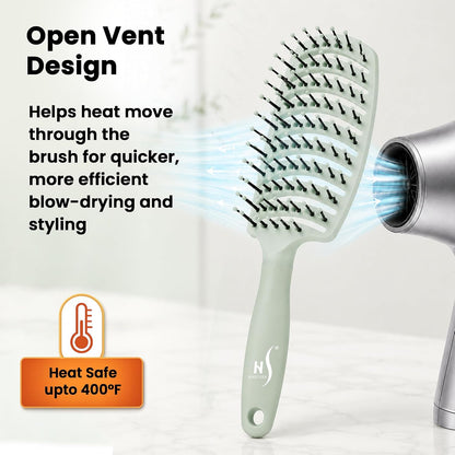 Vented Hair Brush - Soft Bristle Detangler for Faster Blow Drying
