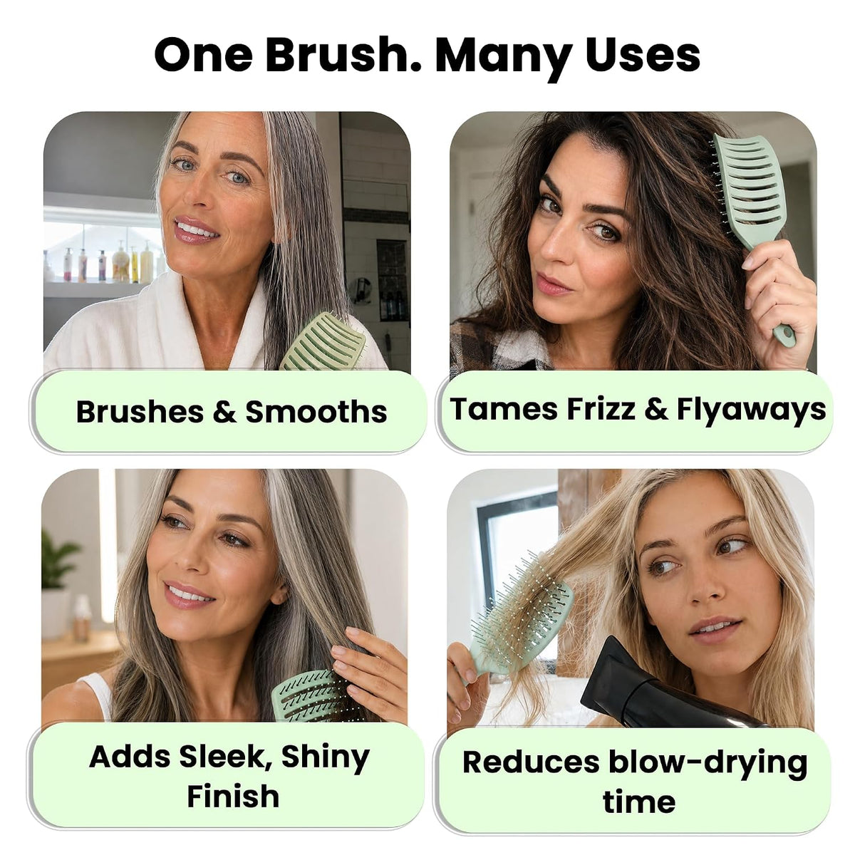 Vented Hair Brush - Soft Bristle Detangler for Faster Blow Drying