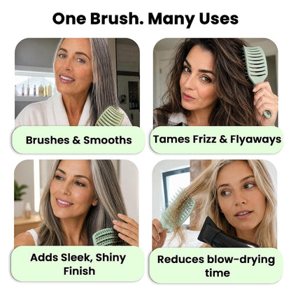 Vented Hair Brush - Soft Bristle Detangler for Faster Blow Drying