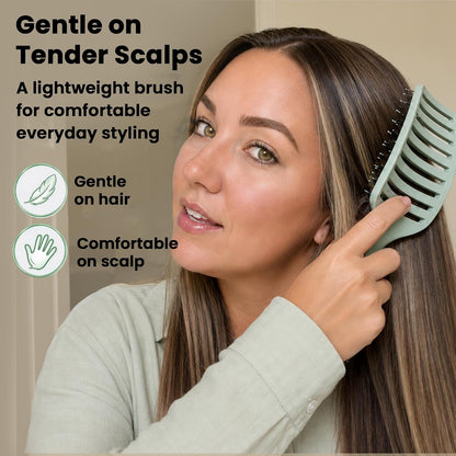 Vented Hair Brush - Soft Bristle Detangler for Faster Blow Drying